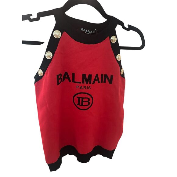 Balmain Paris Halter Top Sz M Button Accents & Logo Multicolor NWT MSRP $399 - Picture 1 of 10